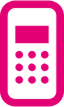 Ikona telefonu komórkowego w kolorze różowym.
